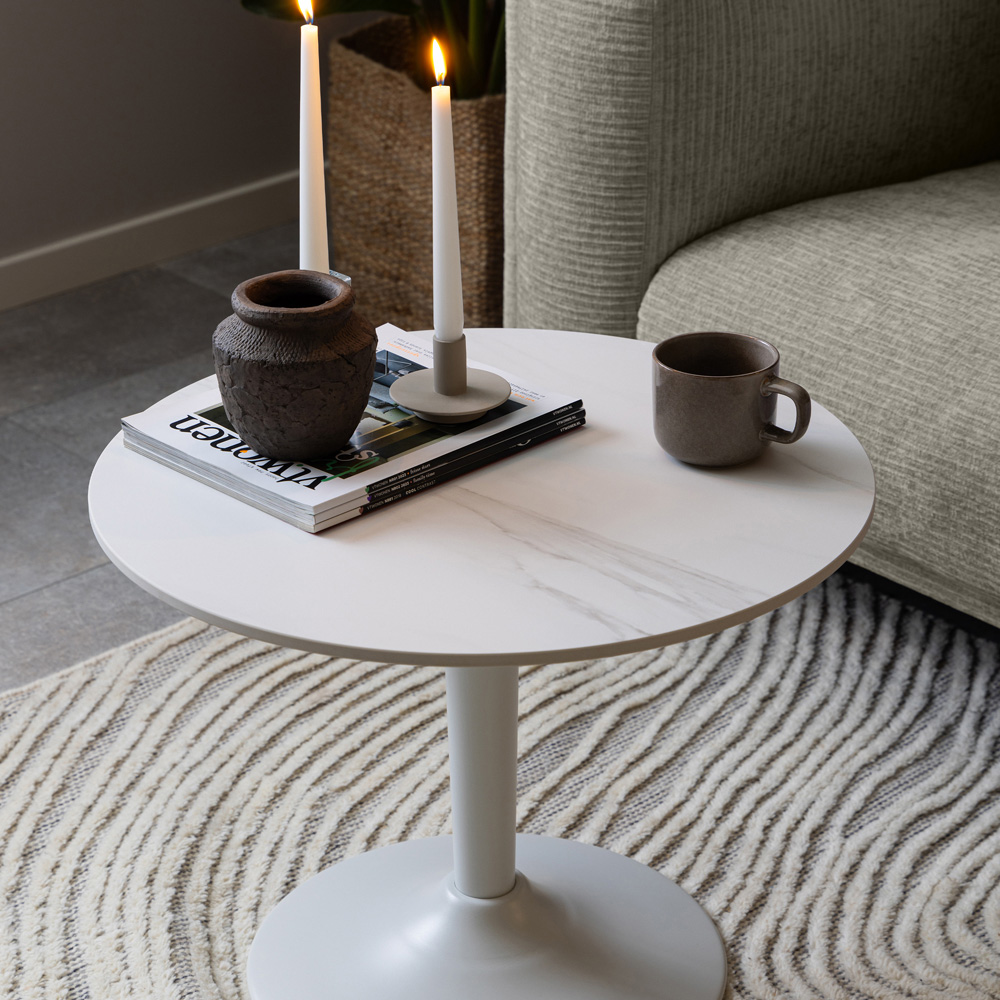 Florence Malta White Ceramic Round Coffee Table Image 3