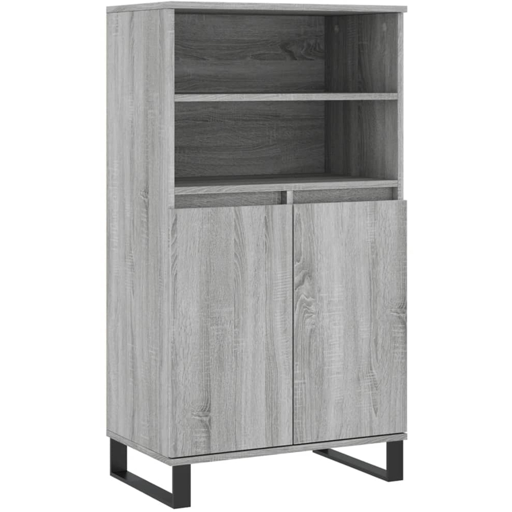 vidaXL 2 Door 2 Shelf Grey Sonoma Highboard Image 2
