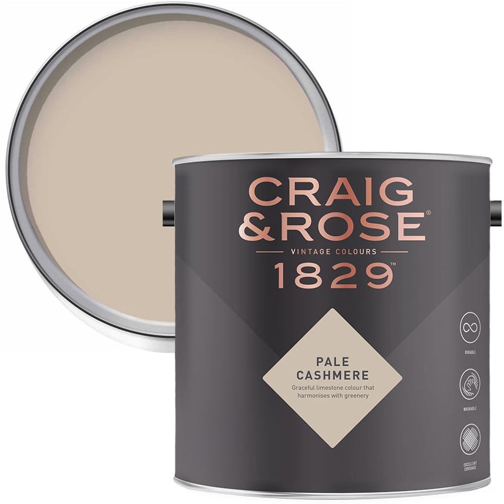 Craig & Rose Kitchen and Bathroom Pale Cashmere Eggshell Paint 2.5L Image 1