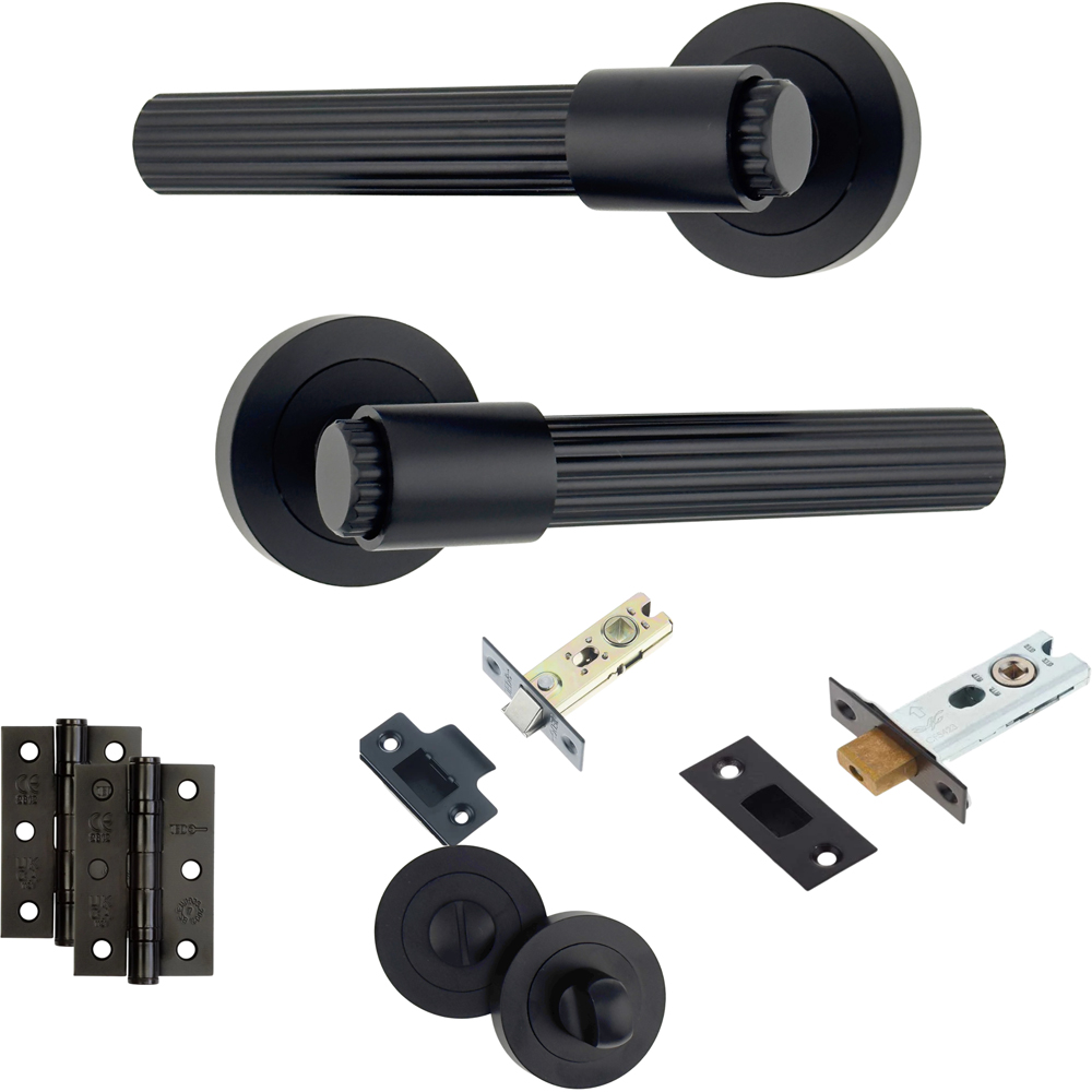 AXS Hardware Nevada Black Bathroom Door Handles on Rose Image 1