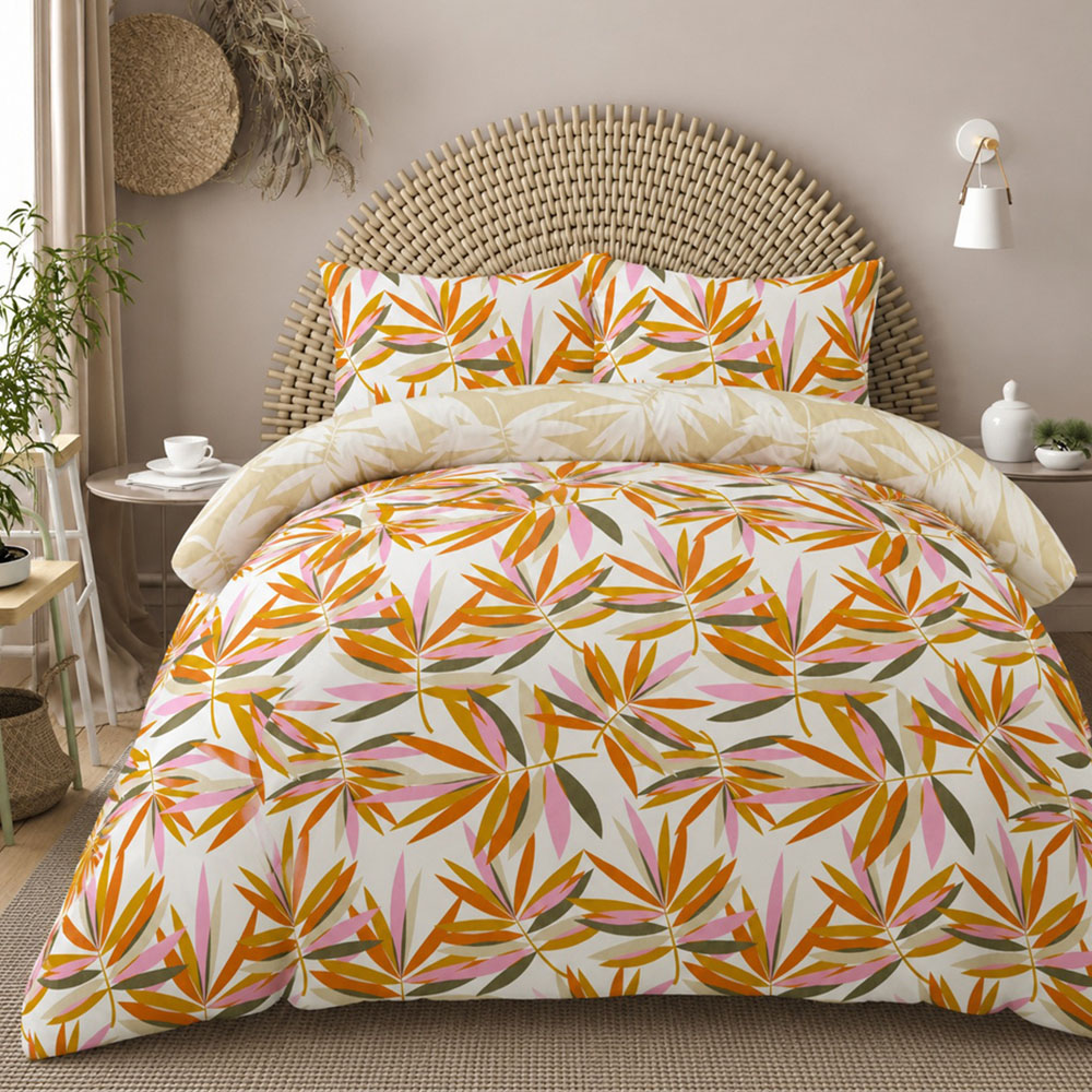Smart Living Double Bright Leaves Reversible Duvet Set Image 1