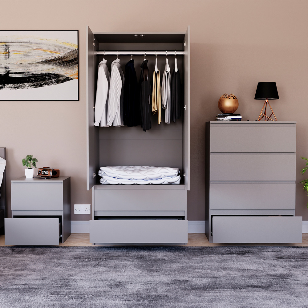 Vida Designs Denver Grey 3 Piece Bedroom Furniture Set Image 5