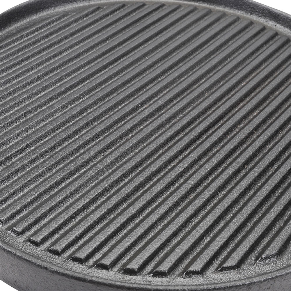 Living and Home 36 x 30cm Pre-Seasoned Cast Iron Round BBQ Grill Pan Image 6