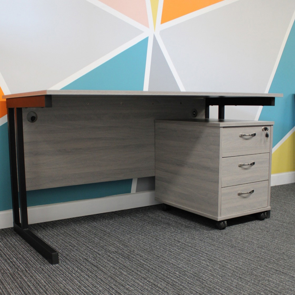 Kosy Koala Grey Wooden Office Desk with Drawer Unit Image 6