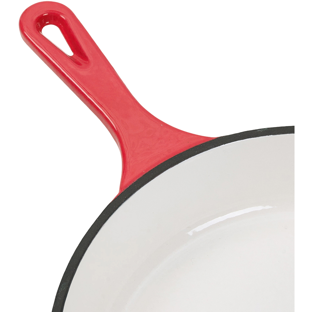Living and Home 26cm Red Enamelled Cast Iron Round Skillet Image 5