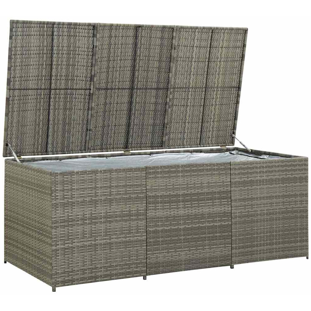 vidaXL 70 x 180 x 90cm Grey Poly Rattan Garden Storage Box Image 2