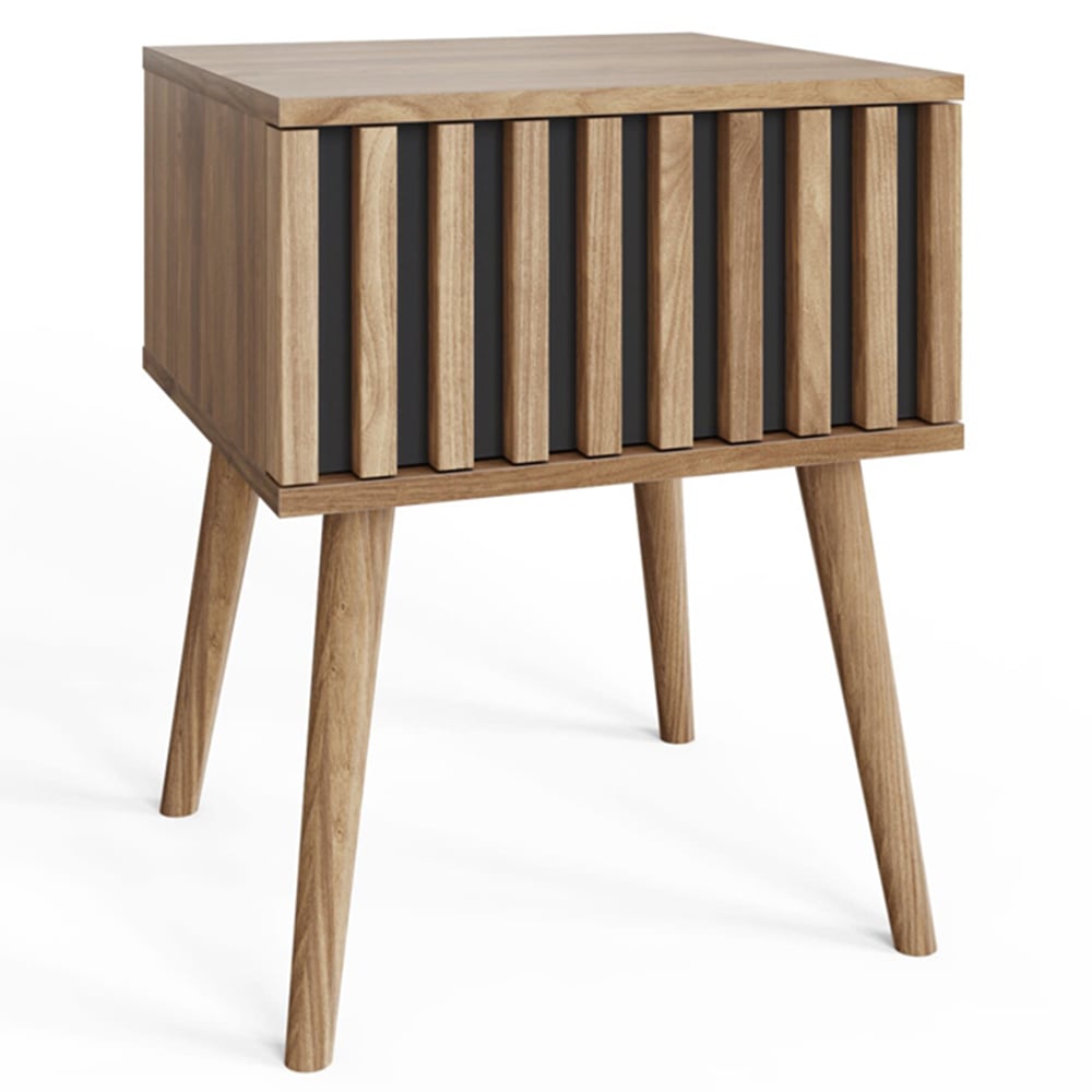 GFW Rowan Oak Louvered Side Table Image 2