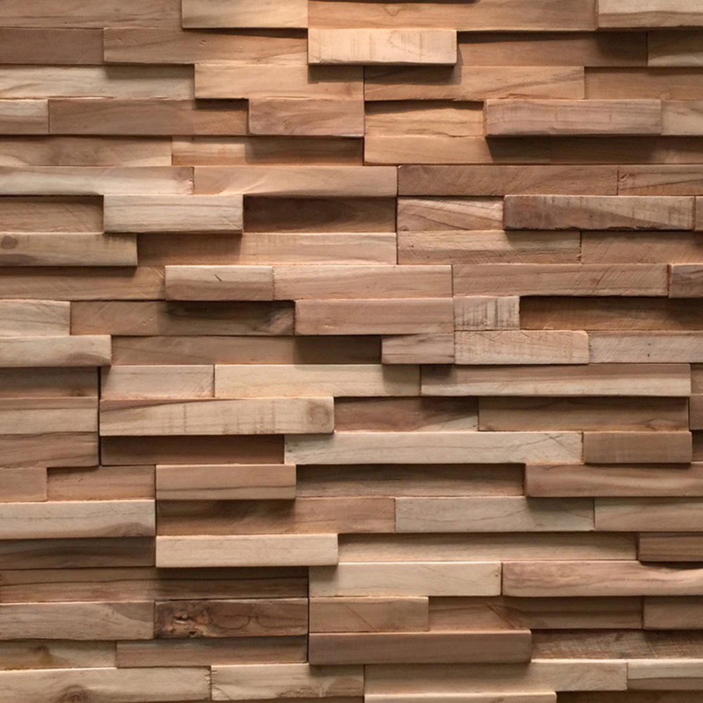 Wallsupply UltraWood Teak Firenze Interlocking 3D Wall Panel 49.5 x 18cm 10 Pack Image 5