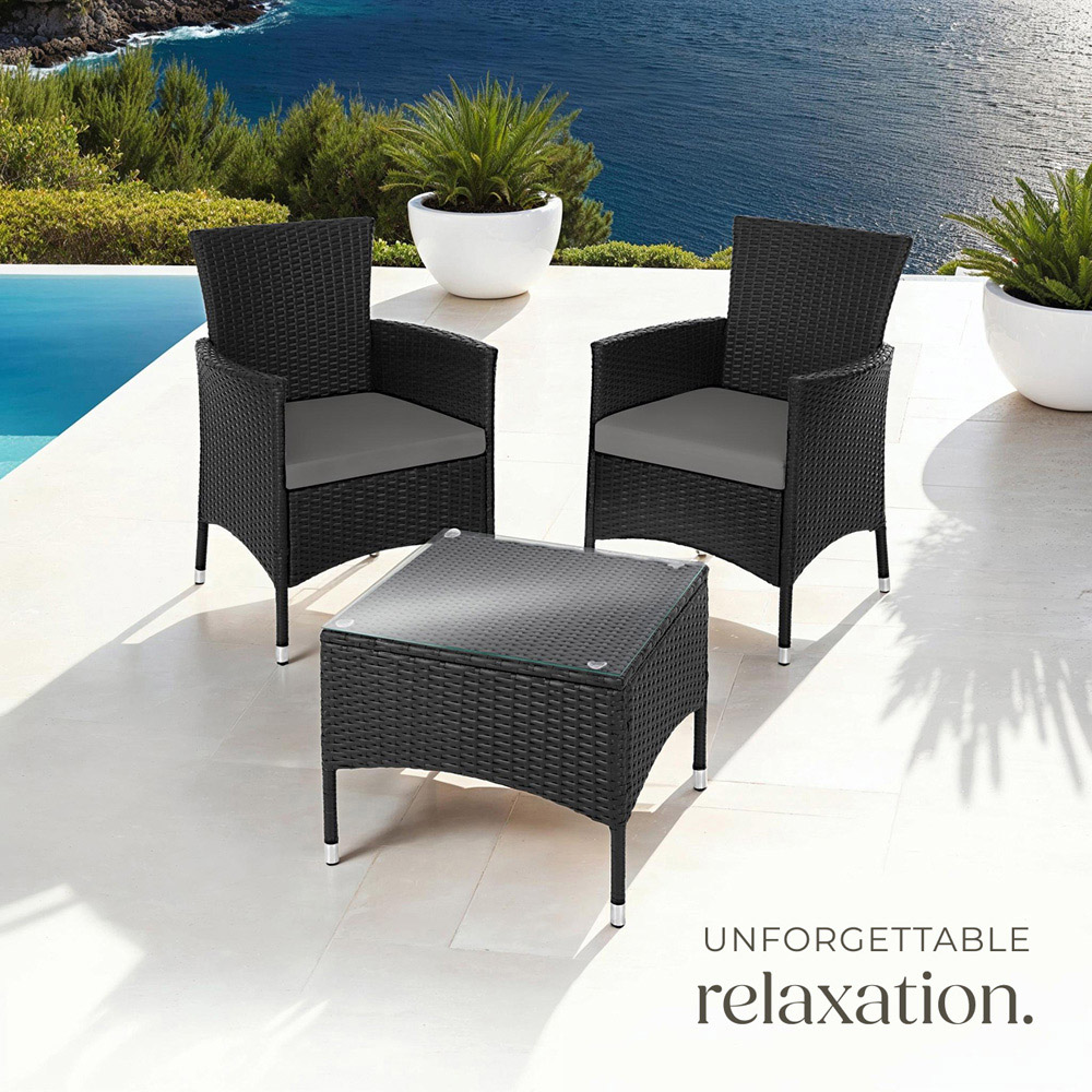 tectake Lucerne 2 Seater Black Garden Bistro Set Image 8