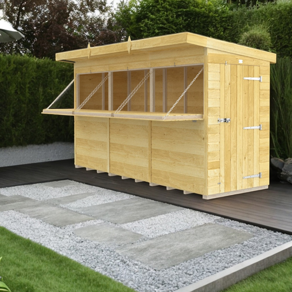 DIY Sheds 12 x 4ft Single Door Pressure Treated Tongue and Groove Timber Outdoor Bar Shed Image 6