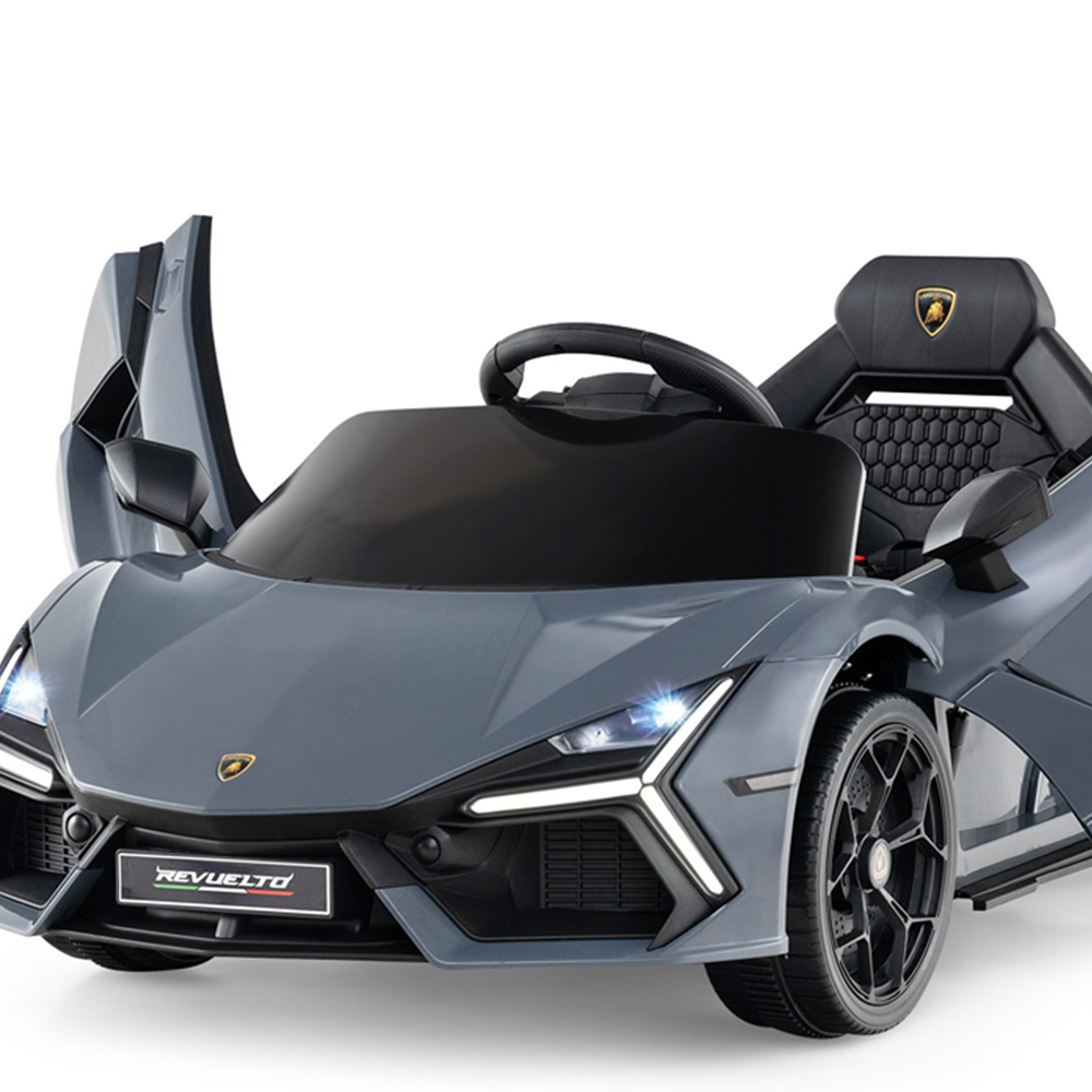 Costway Kids Grey Licensed Lamborghini Revuelto Ride On Car with Hydraulic Doors 12V Image 2