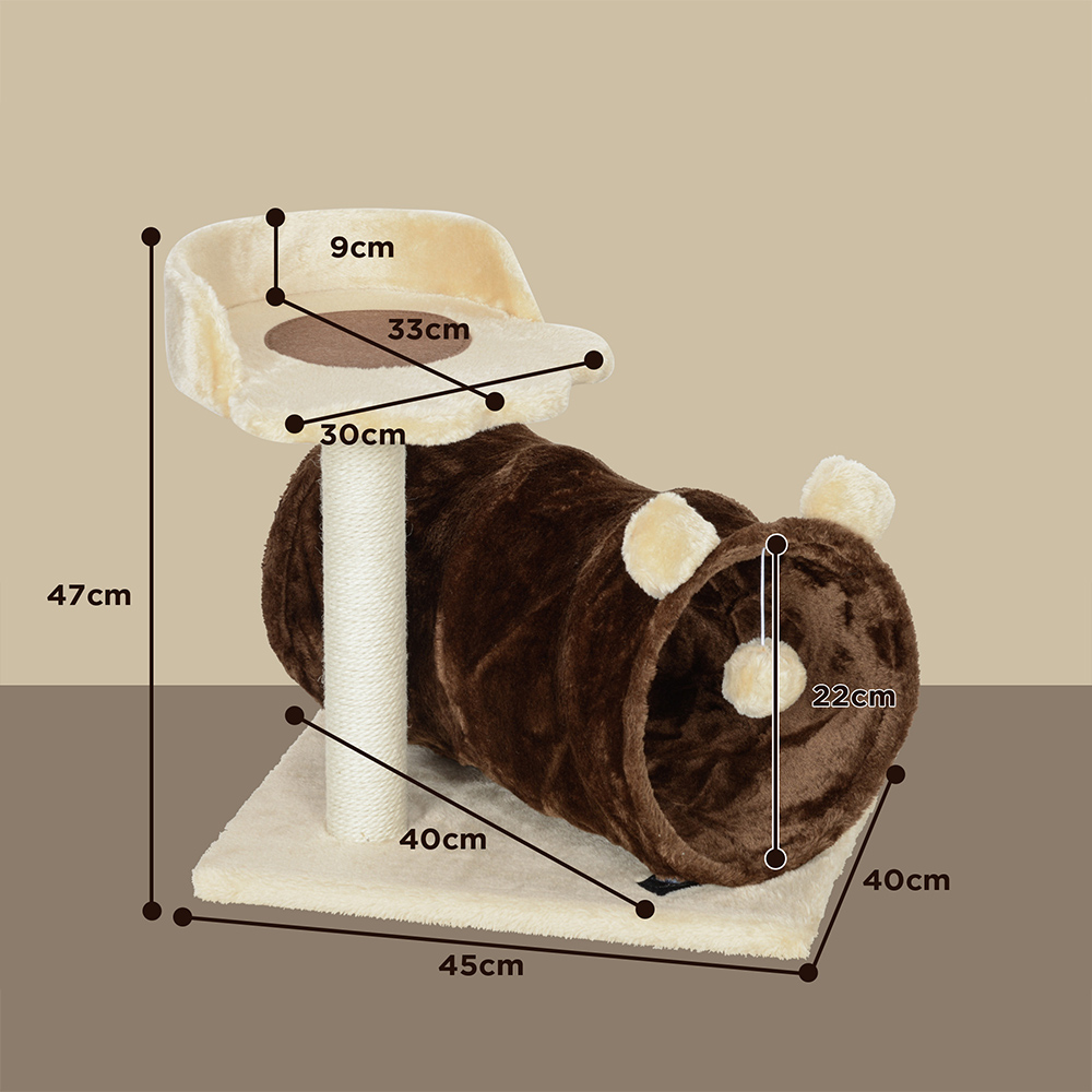 PawHut Dark Brown Cat Tunnel tree Image 7