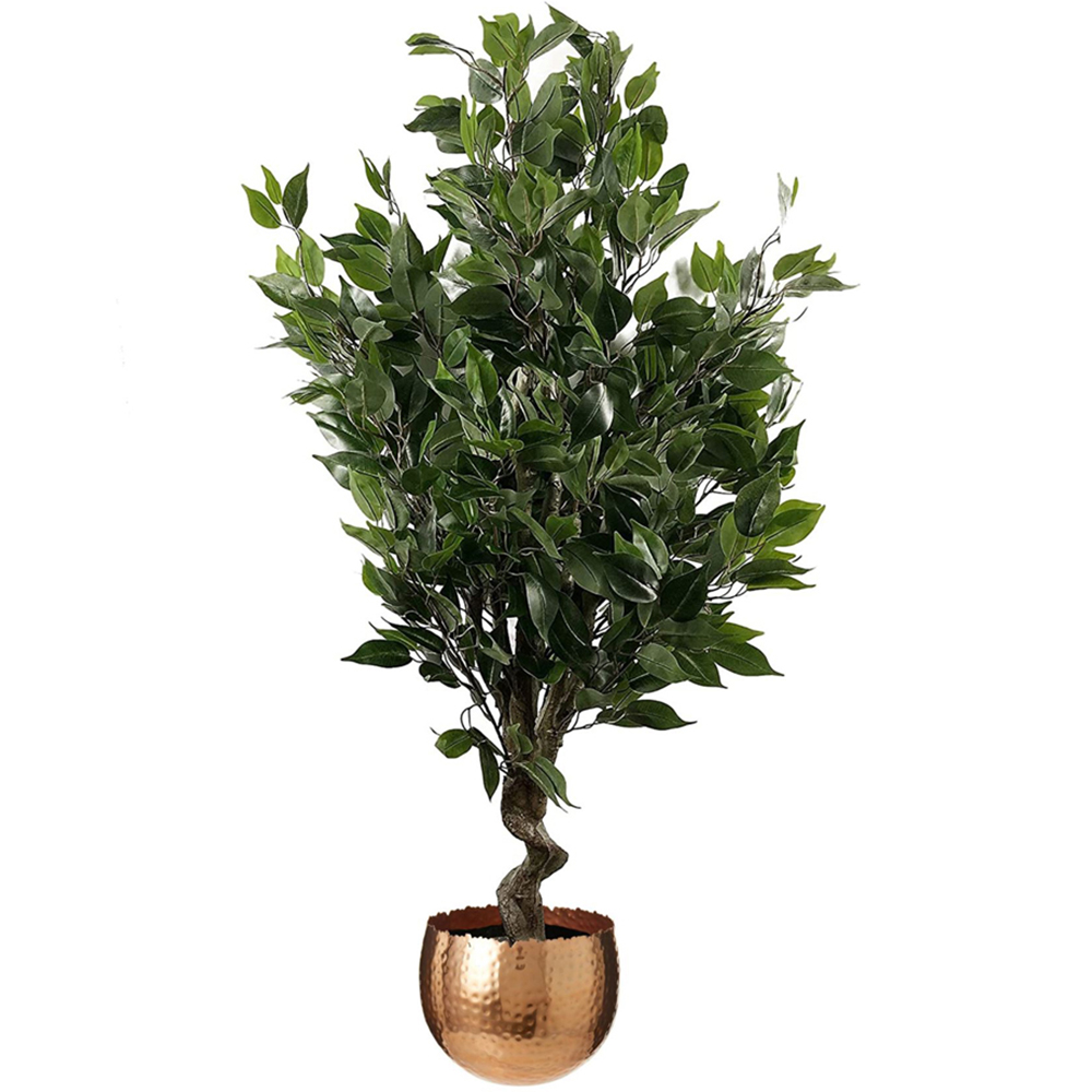 Leaf Evergreen Ficus Artificial Plant in Copper Curve Planter 110cm Image 1