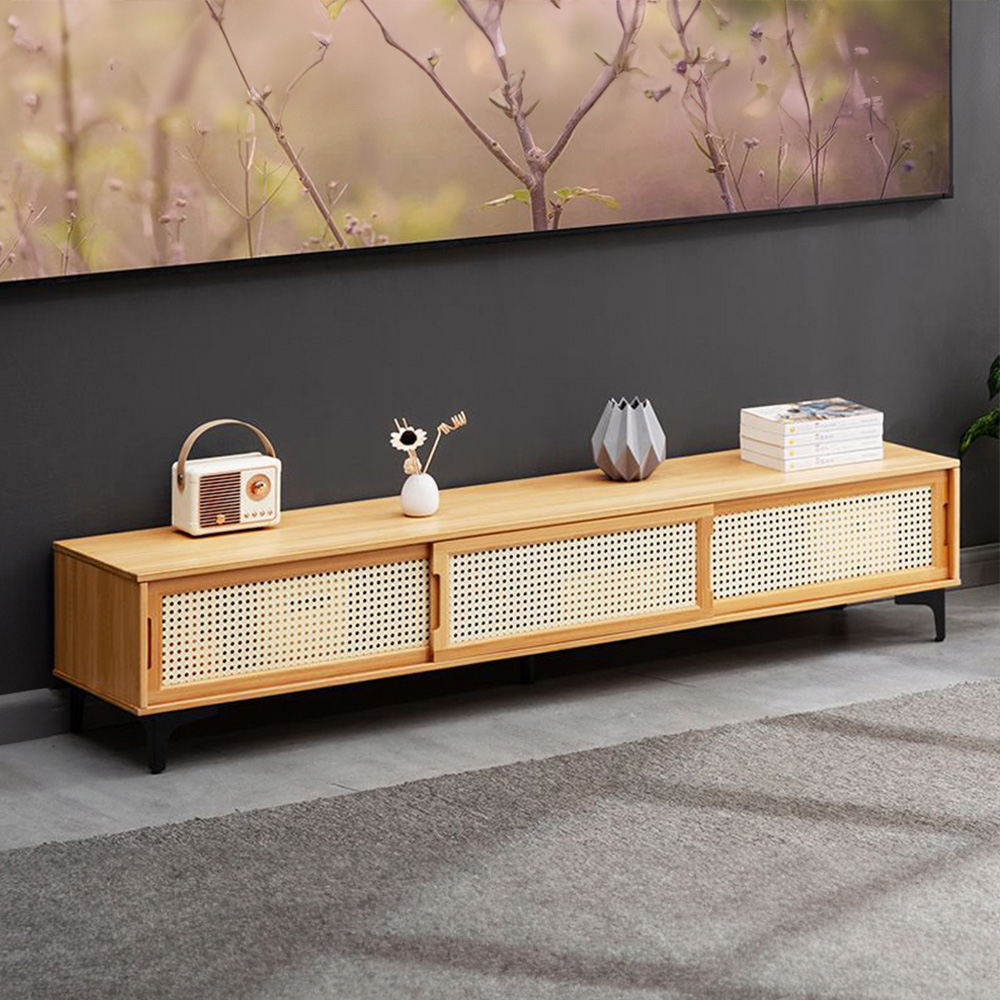 H&O Direct 3 Sliding Door Modern Wooden TV Stand Image 5