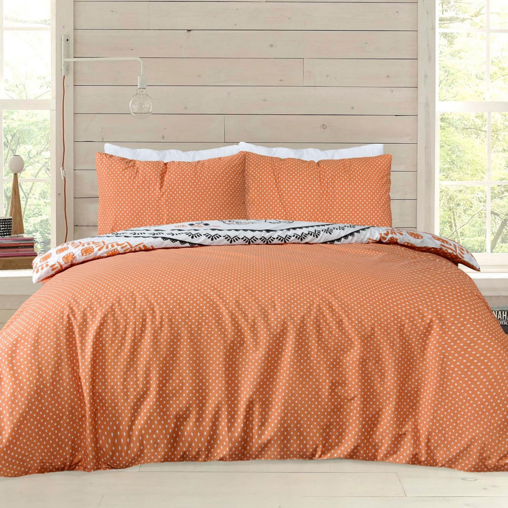 Smart Living Super King Size Rust Tribal Elephant Reversible Duvet Cover Set Image 3