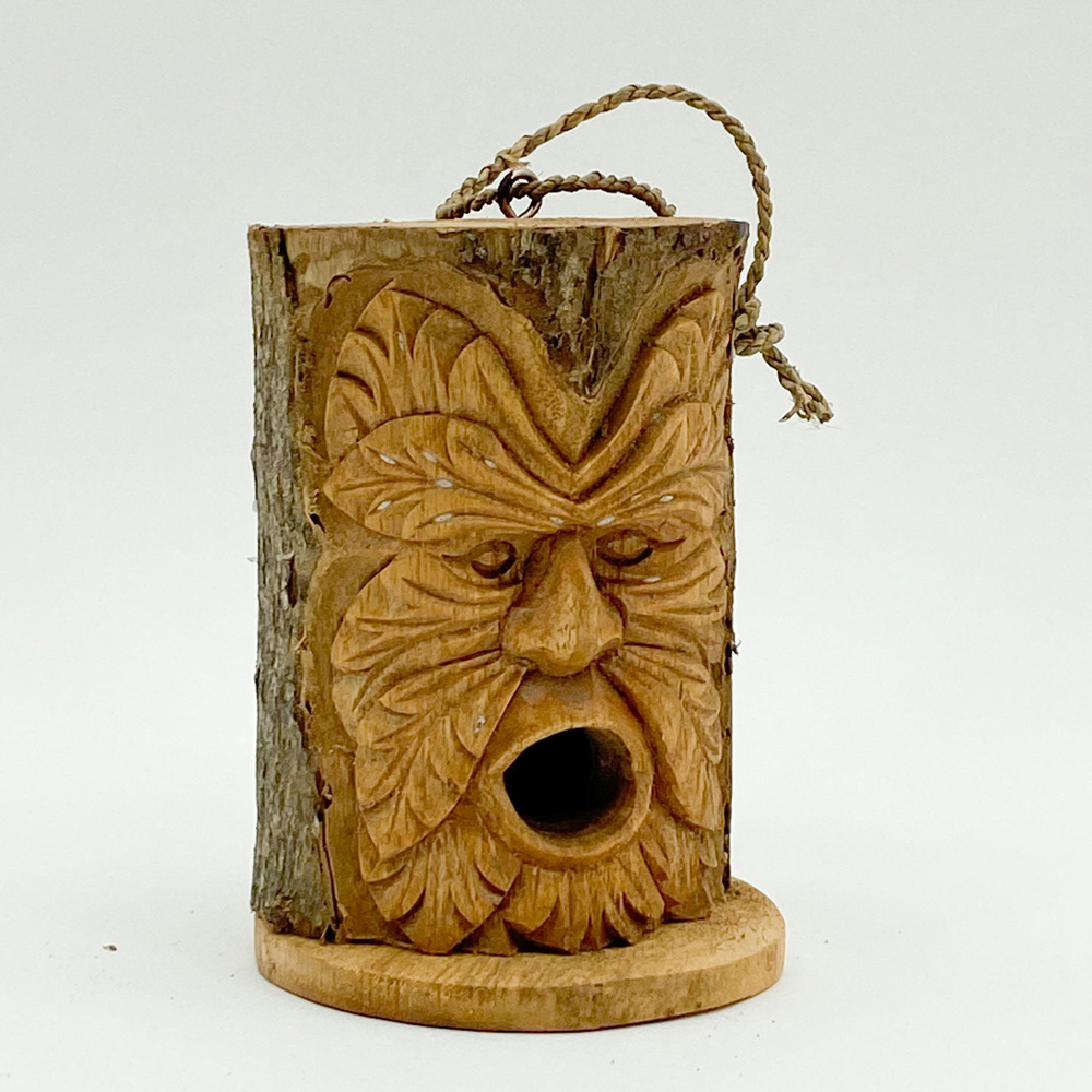 Acacia Home Face Hand Carved Bird House 20cm Image 3