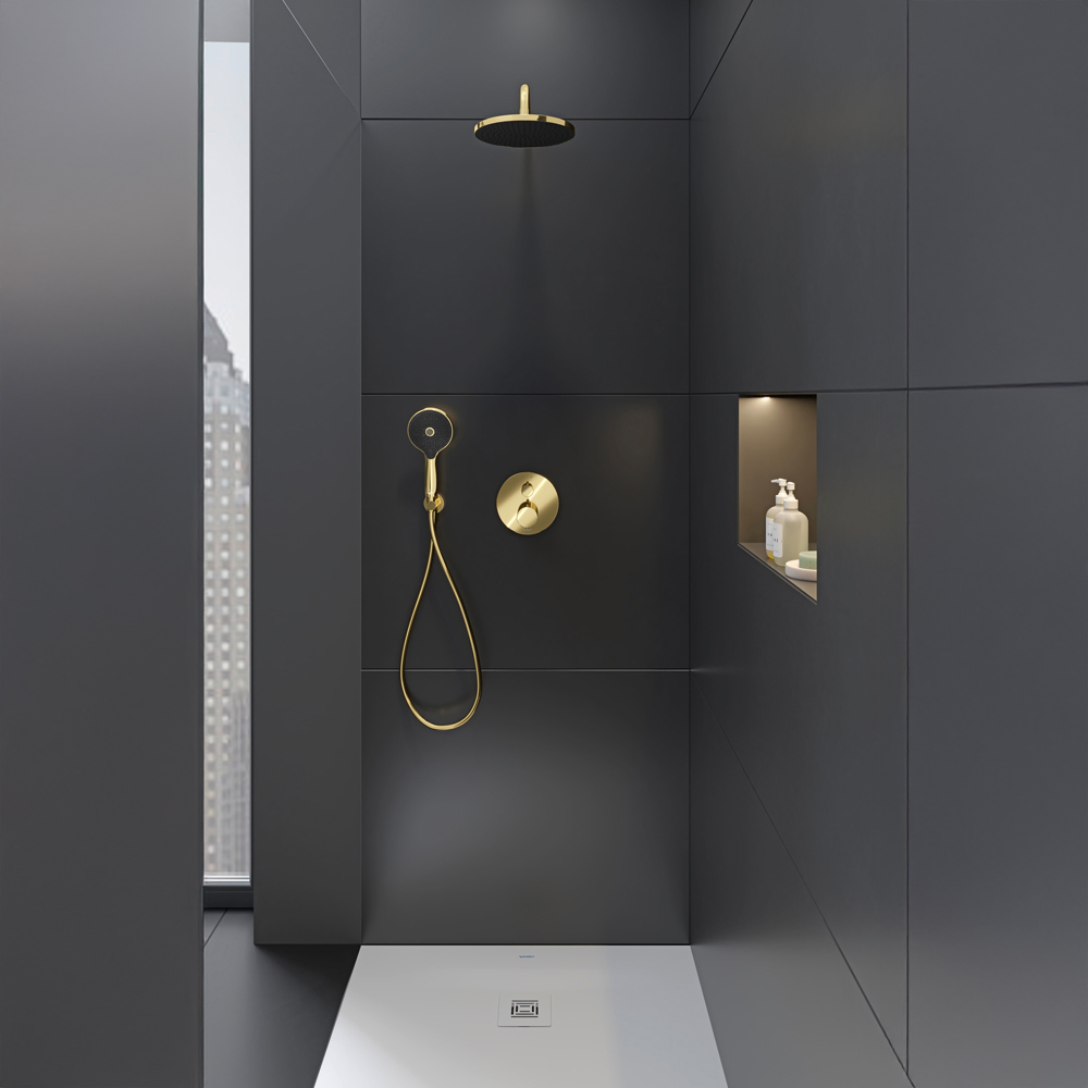 Duravit D120 MinusFlow Polished Gold 3 Jet Hand Shower Image 2