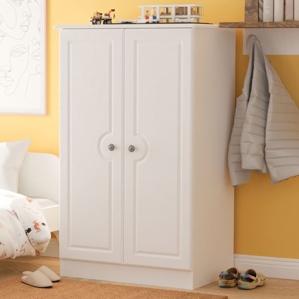 Crowndale Pembroke 2 Door Matt White Midi Wardrobe Ready Assembled Image 1