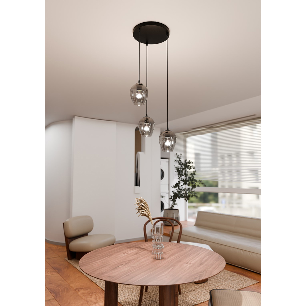 Emibig Istar Prem 3 Light Graphite Shade Black E27 Ceiling Pendant Light Image 7