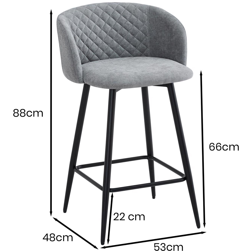 FWStyle Amara Set of 2 Grey Linen Upholstered Swivel Bar Dining Chair Image 7