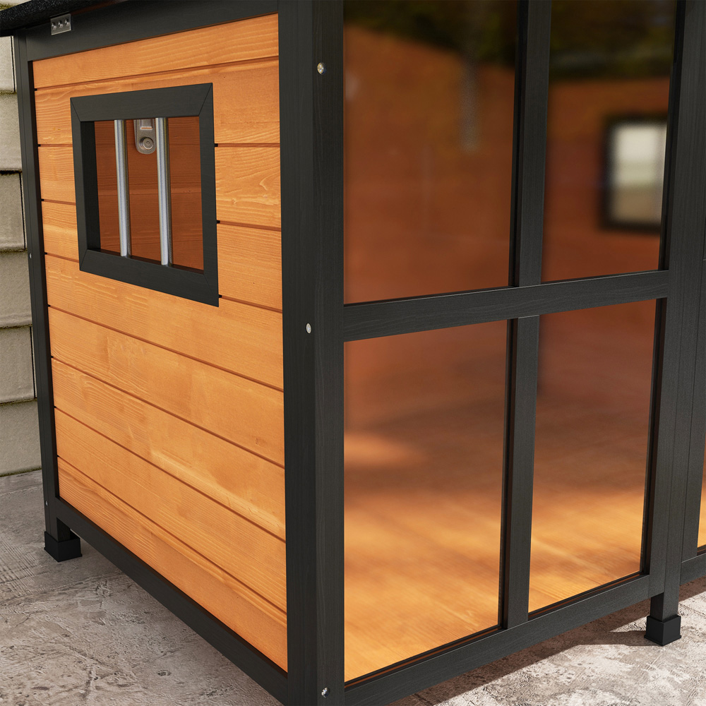 PawHut Wooden Yellow Dog Kennel with Removable Floor Image 3