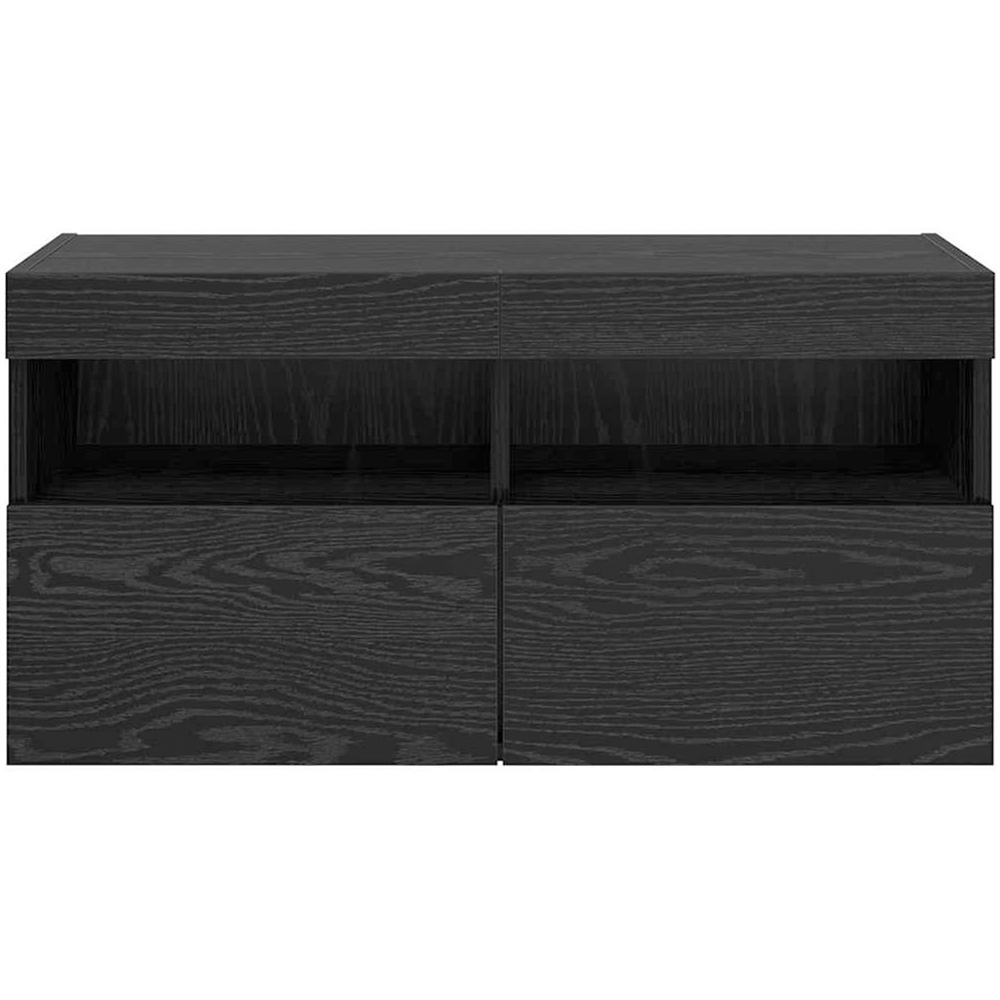 vidaXL 2 Door 2 Shelf Black Oak TV Cabinet with LED Lights Image 8