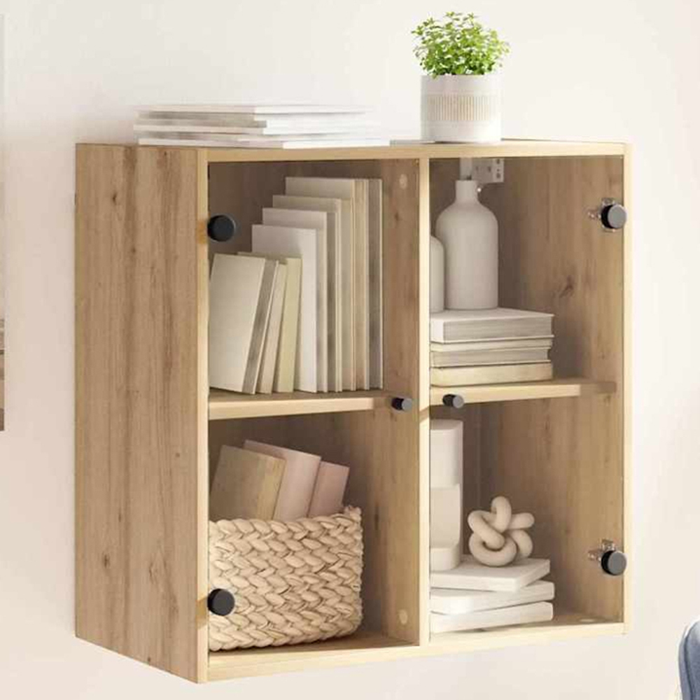 vidaXL 2 Glass Door Artisan Oak Wall Cabinet Image 1