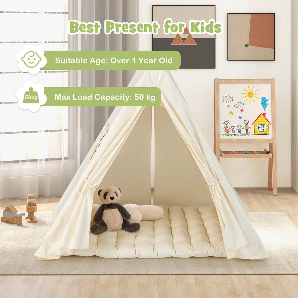Costway 2 in 1 Beige Kids Triangle Tent Climber Image 6