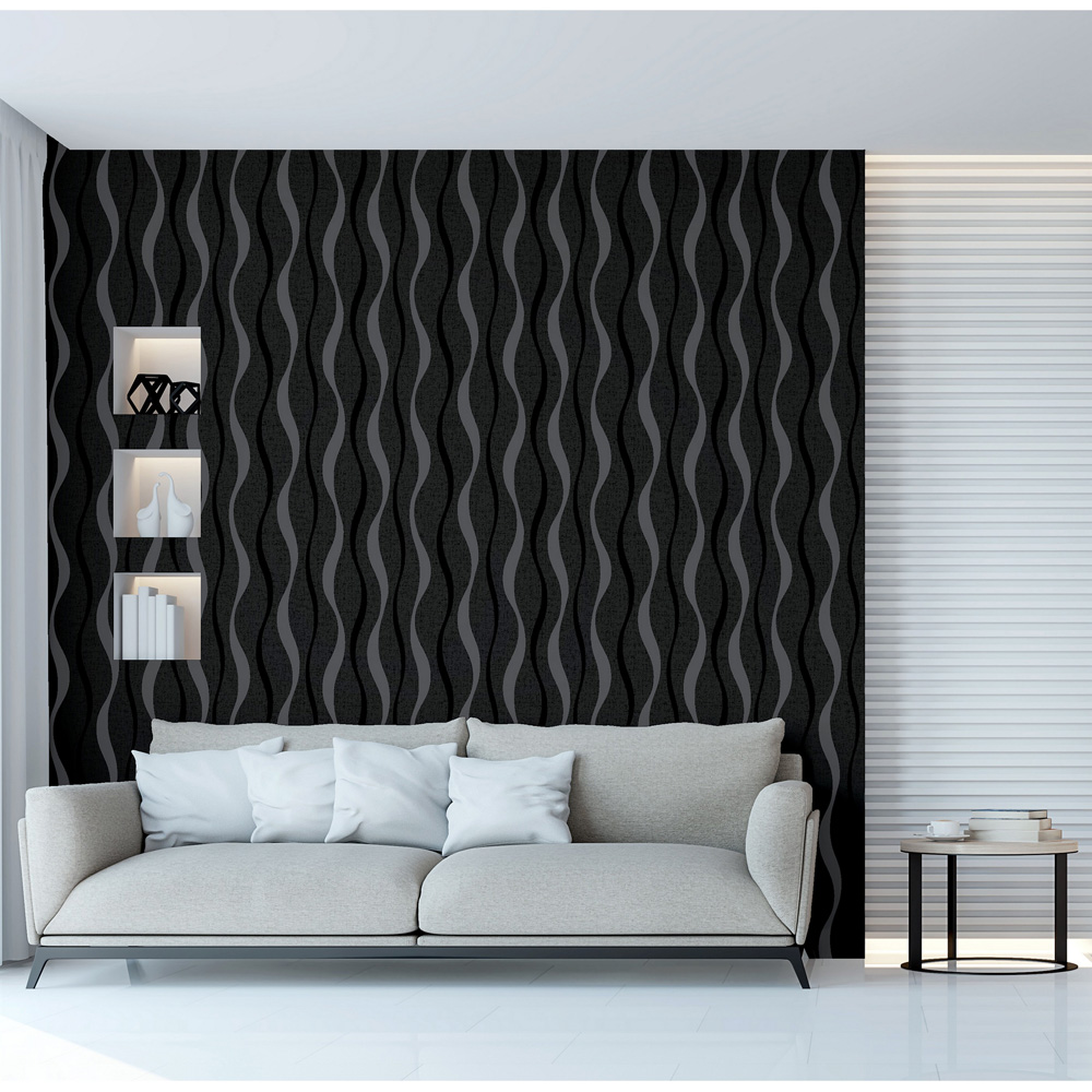 Arthouse Ribbon Geometric Black Wallpaper Image 5
