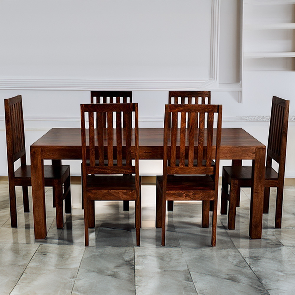 Brooklyn Nihash Toko 6 Seater Dark Mango Dining Set Brown Image 1