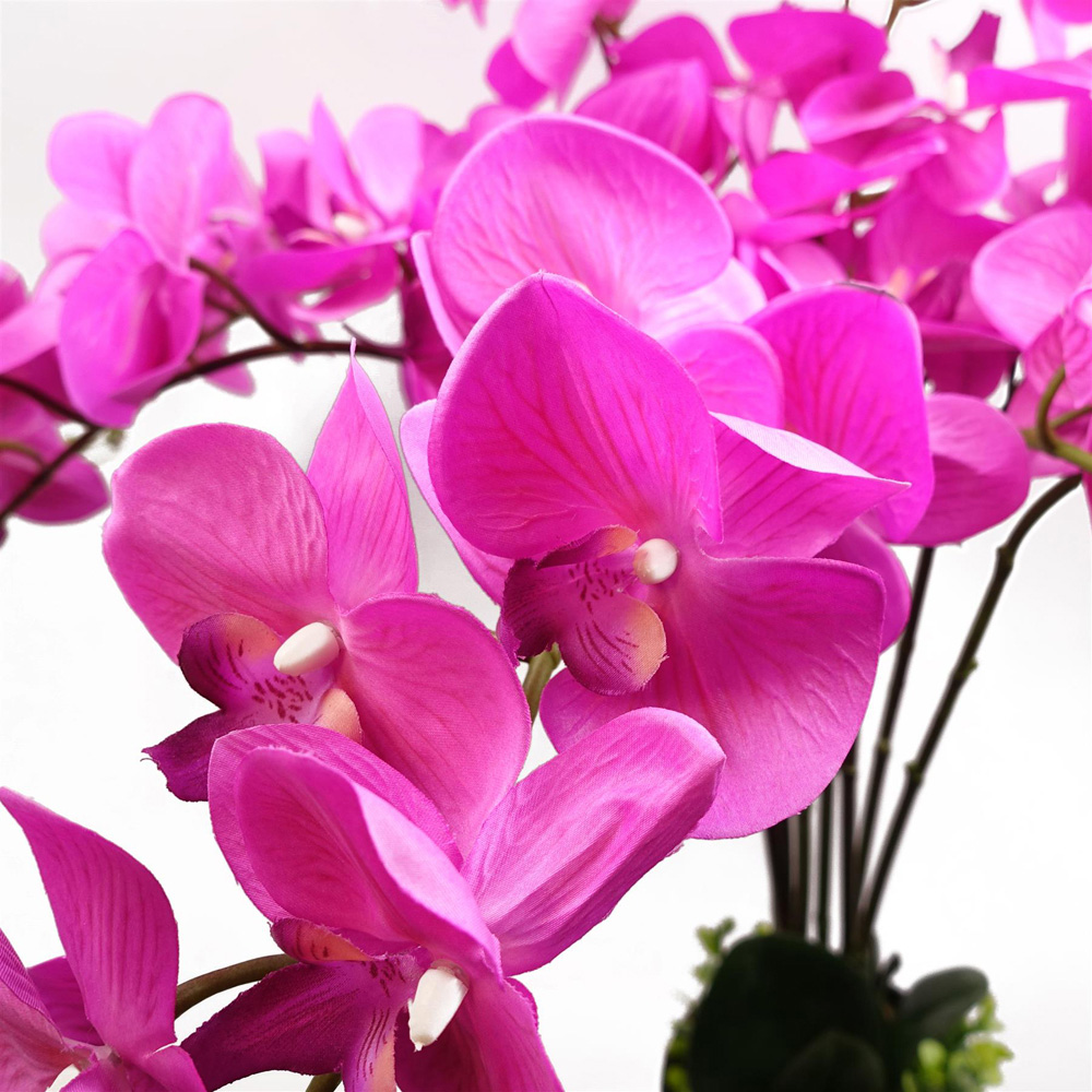 Leaf Dark Pink Orchid Bush Artificial Tree in Pot 2.8ft Image 3