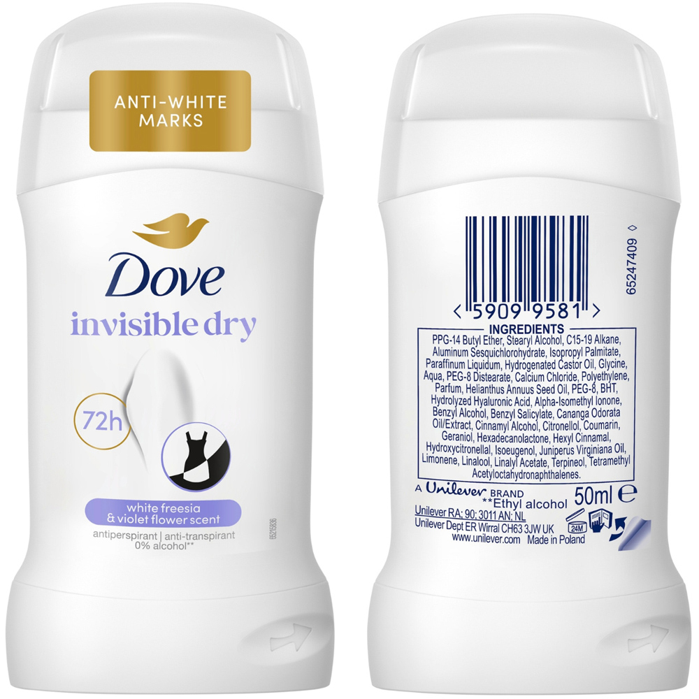 Dove Women Invisible Dry Anti-Perspirant Deo Stick 50ml 12 Pack Image 4
