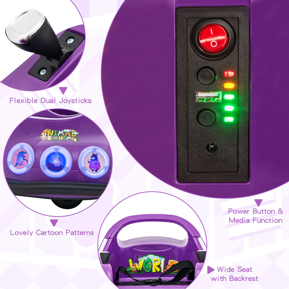 Costway Toddlers Purple Electric Ride On Bumper Car with Spin and Remote Control Image 4