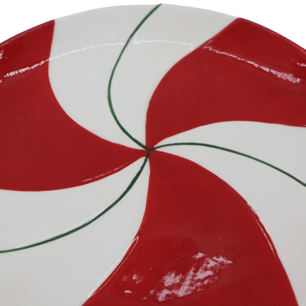 Candy Cane Plate White and Red Image 1