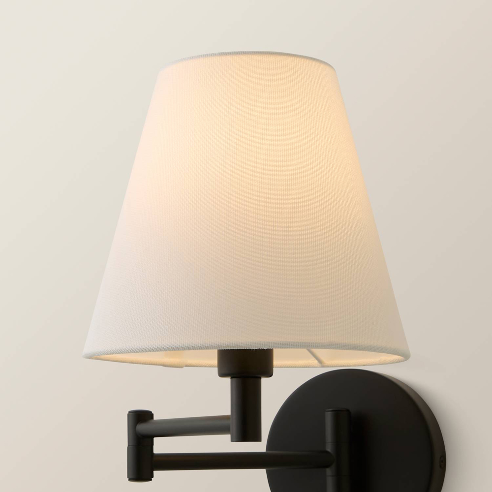ValueLights Sonia Tapered Shade Matte Black Adjustable Swing Arm Wall Light with Bulb Image 3