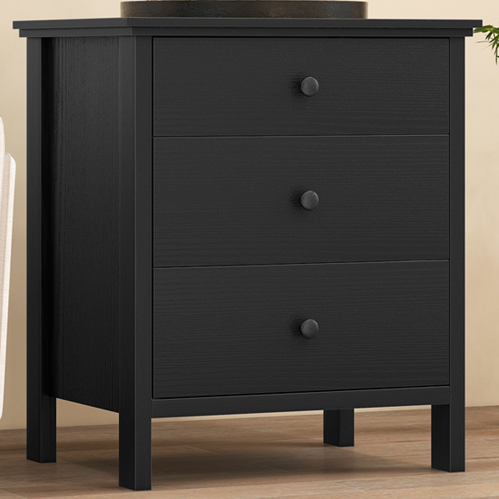Compact Draws Costway 3 Drawer Black Compact Chest of Drawers | Wilko