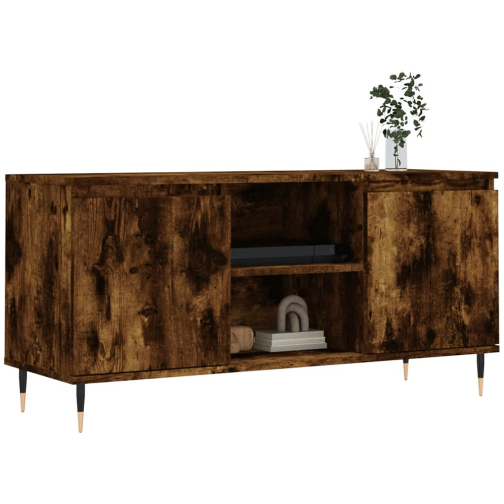 vidaXL 2 Door 2 Shelf Smoked Oak TV Cabinet Image 3