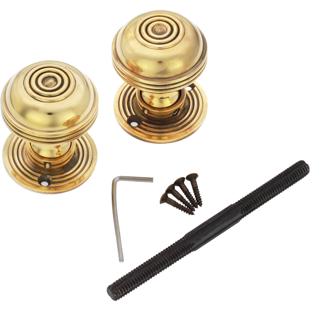 Spira Brass Aged Brass Bloxwich Small 50mm Rim and Mortice Door Knob 2 Pack Image 4