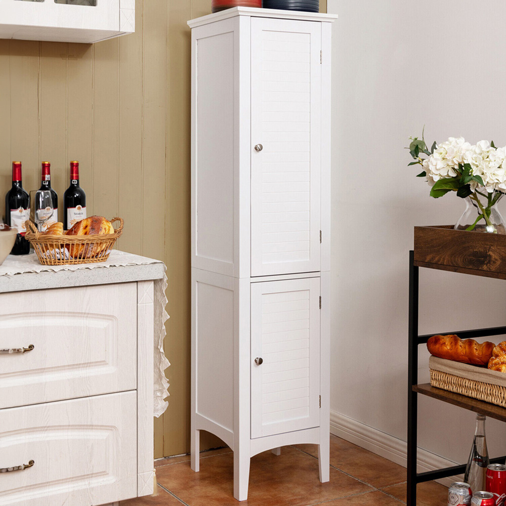 Costway 2 Door White Freestanding Bathroom Cabinet Image 1