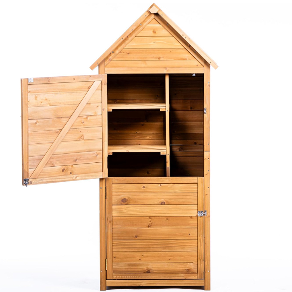 Garden Gear 2 Door Natural Garden Sentry Storage Cabinet with Galvanized Sheet Roof Image 1