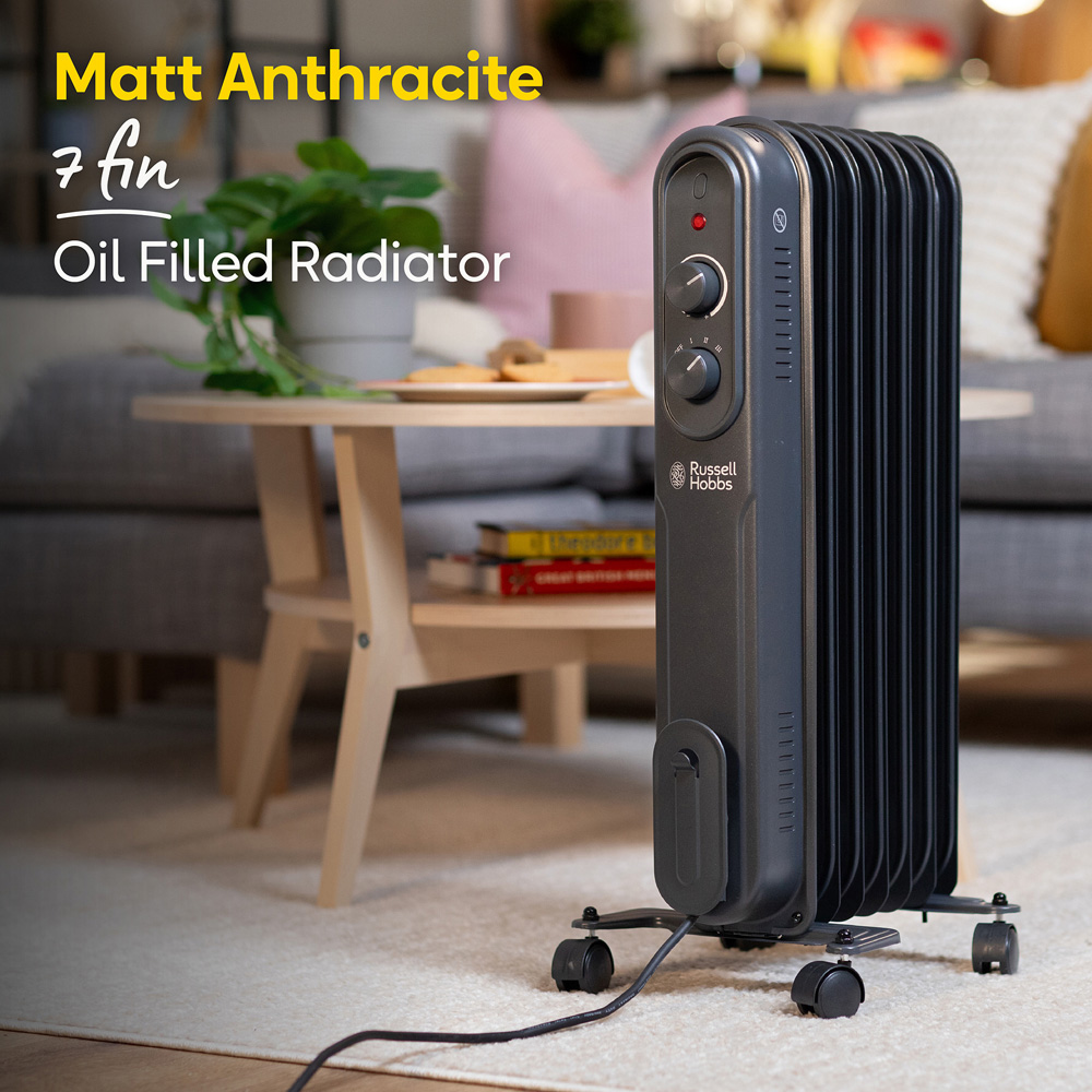 Russell Hobbs Matt Anthracite 7-Fin Oil Filled Radiator 1500W Image 8