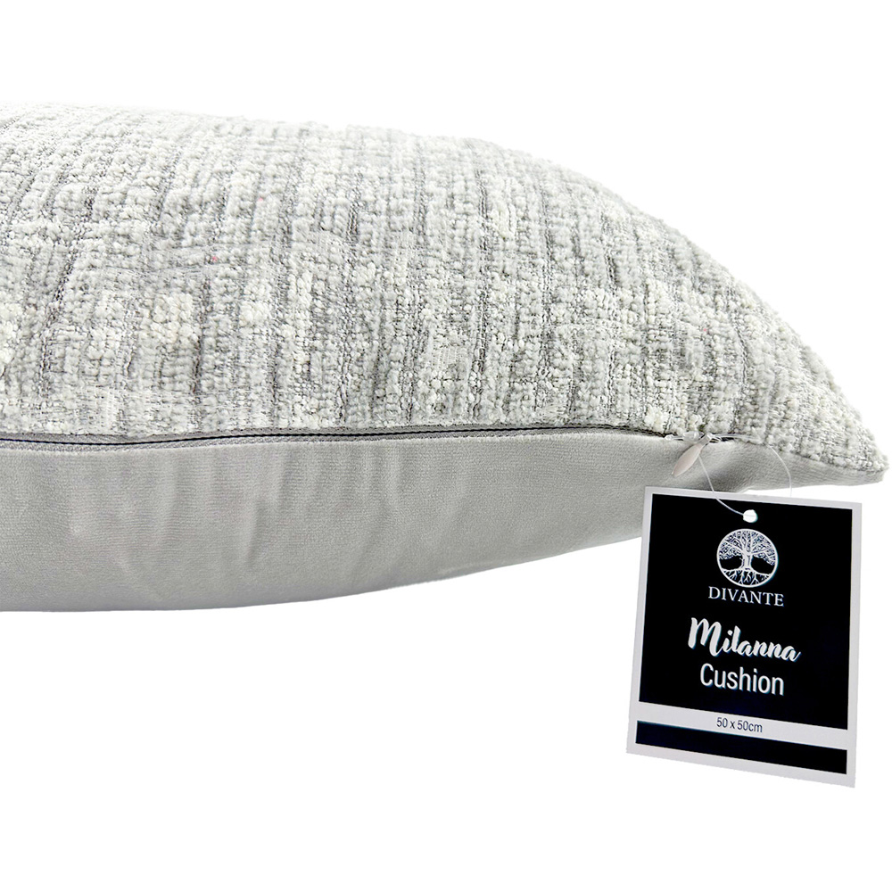 Milanna Chenille Plush Cushion Silver Image 3