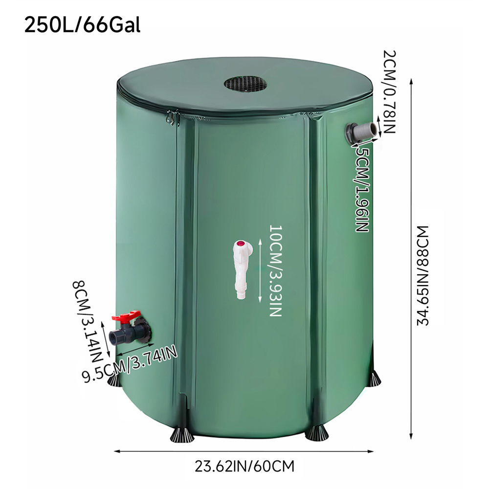 Living and Home 250L Green Collapsible Mesh Filter Rainwater Collection Tank with Side Tap Image 8