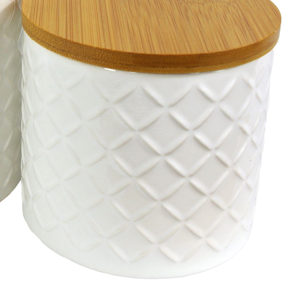 Leaf 2 Piece Cream Ceramic Canisters Set with Bamboo Lid Image 6