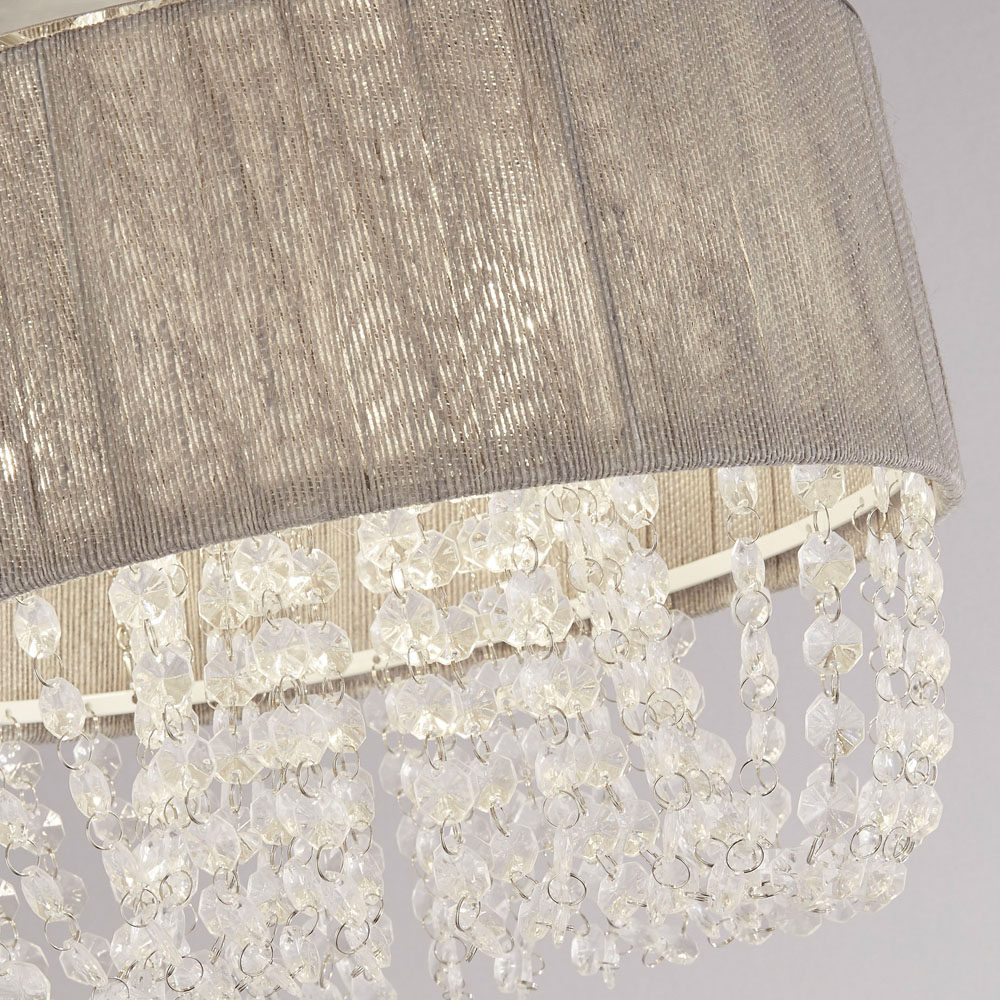 Lighting Collection Contessa 3 Light Grey Ceiling Flush Light Image 4