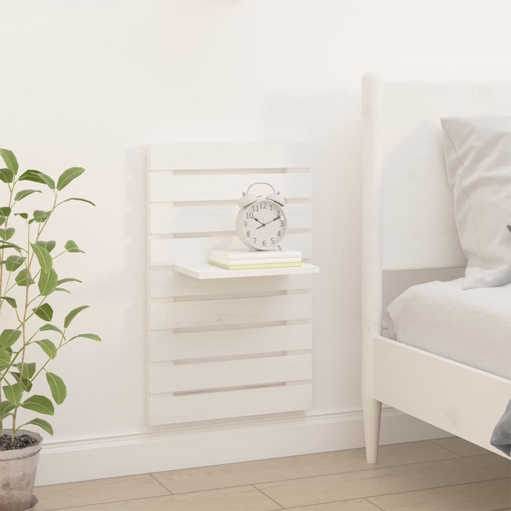 vidaXL White Adjustable Wall-Mounted Bedside Shelf Set of 2 Image 2