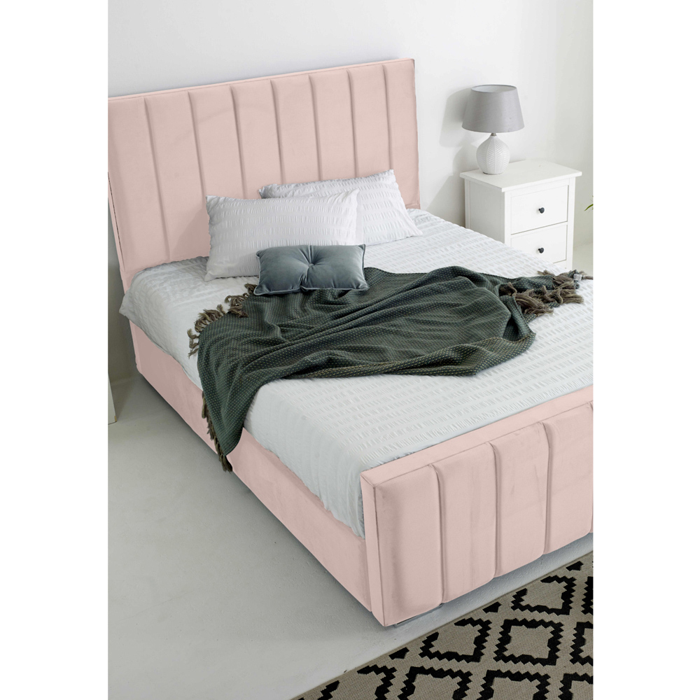 Eleganza Coraline Super King Size Pink Plush Velvet Bed Frame with Headboard and Footboard Image 2