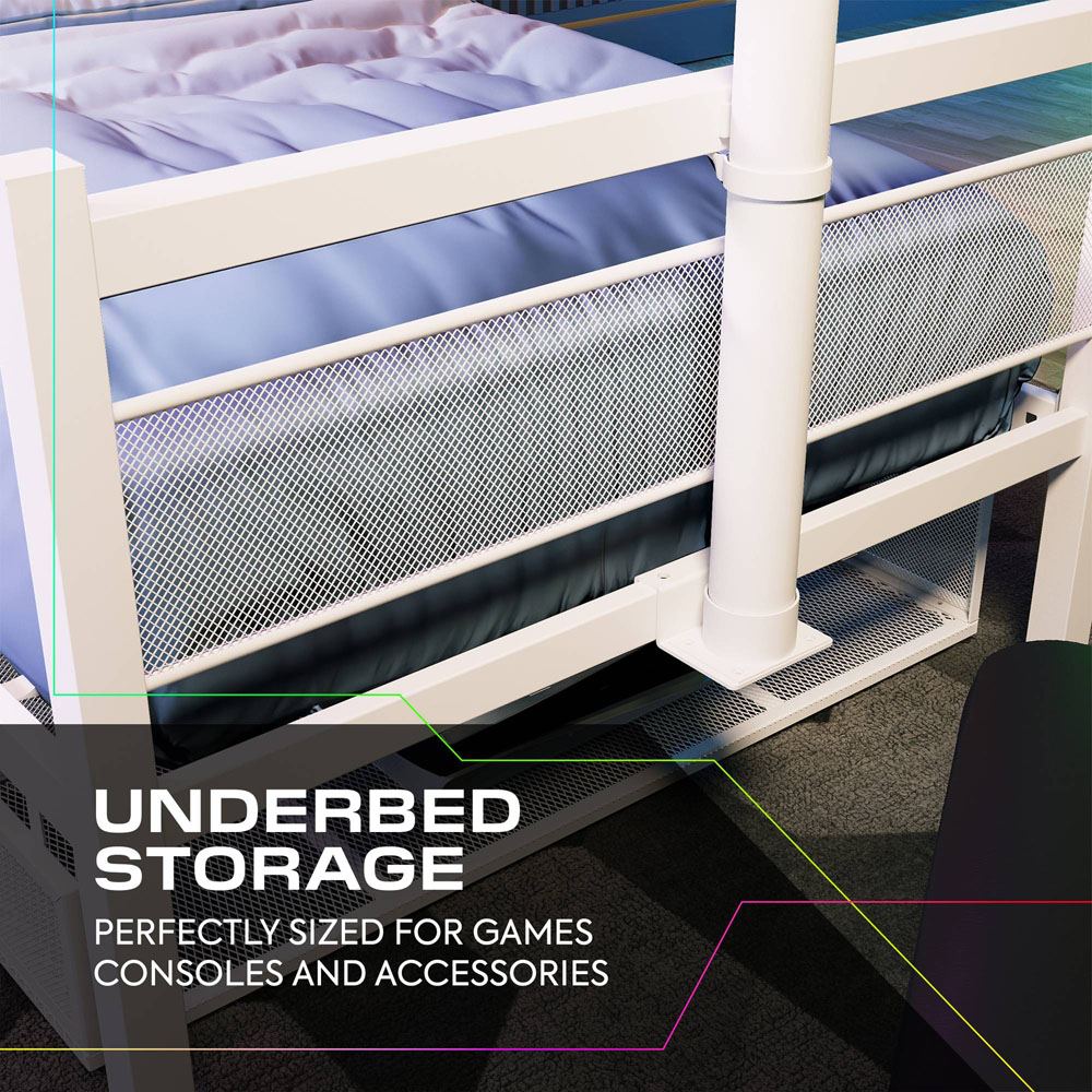 X Rocker Basecamp Single White TV Gaming Bed with App Controlled RGB LED Light Image 4