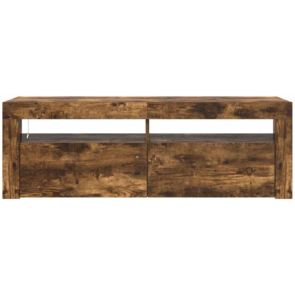 vidaXL 2 Door 2 Shelf Smoked Oak TV Cabinet with LED Lights Image 7
