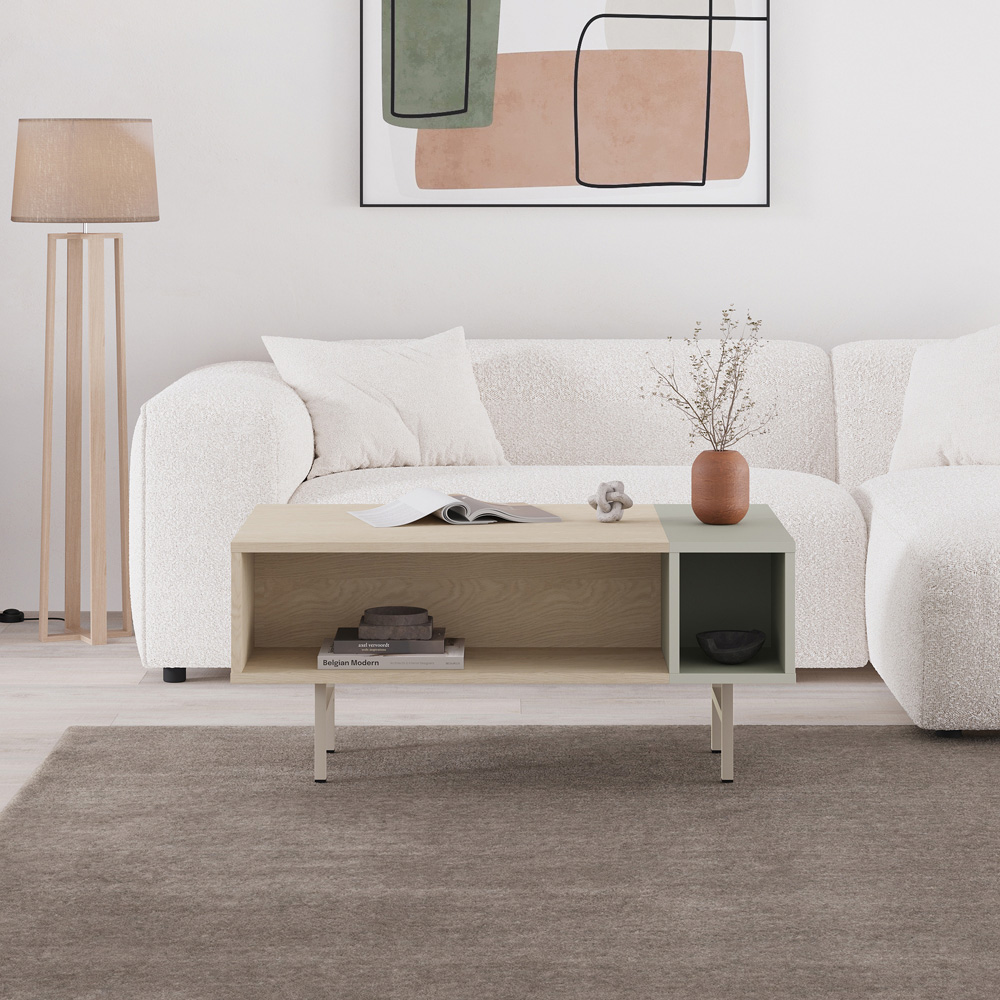 Decortie Mona 4 Shelf Ash Green Sonoma Oak Coffee Table Image 5